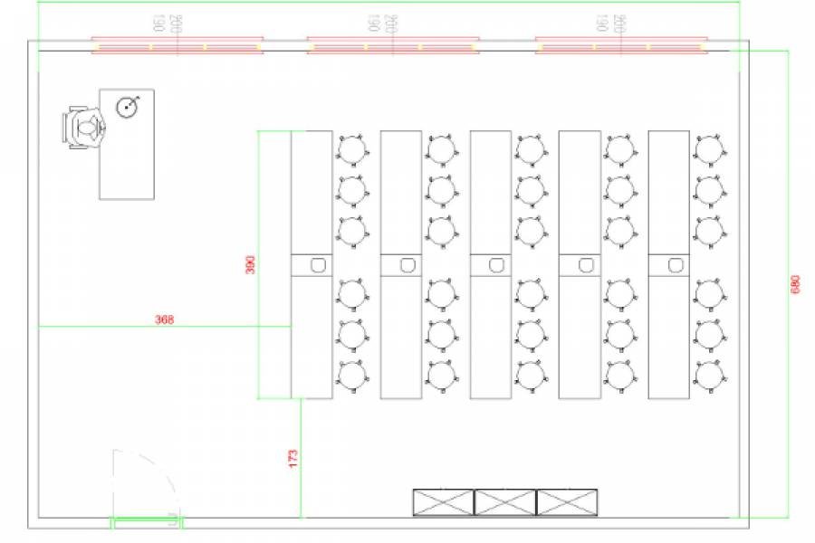 Fen laboratuvarlarında kullanılan standart yerleşim planı sıralı sistem laboratuvar yerleşim planıdır.
